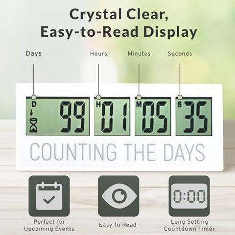 Countables Countdown Clock sits beside your calendar to visualize the countdown.