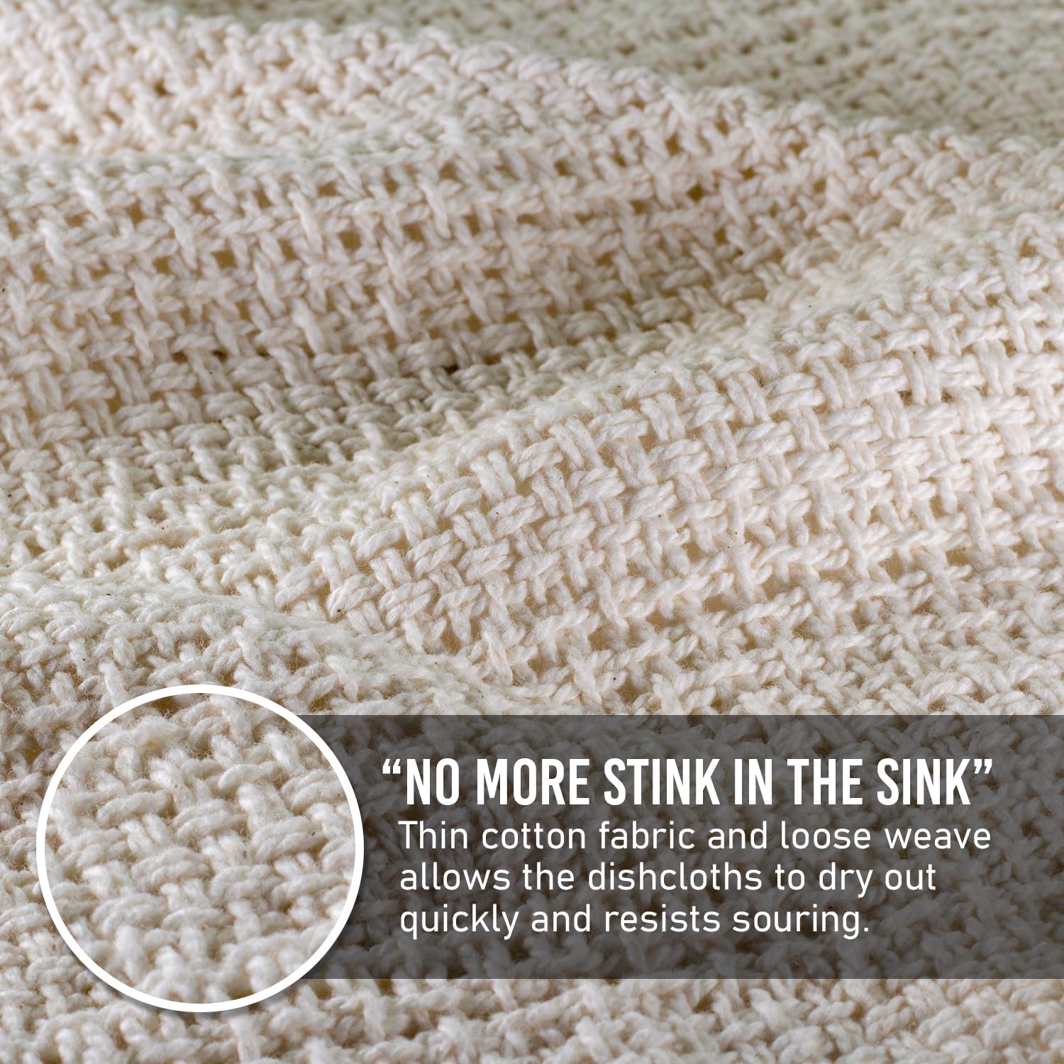 Country Cottons Old Fashion dishcloth natural color demonstrates fade resistance and classic look.