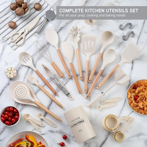 Country Kitchen 38-piece set includes spatulas, spoons, tongs for versatile meal prep.