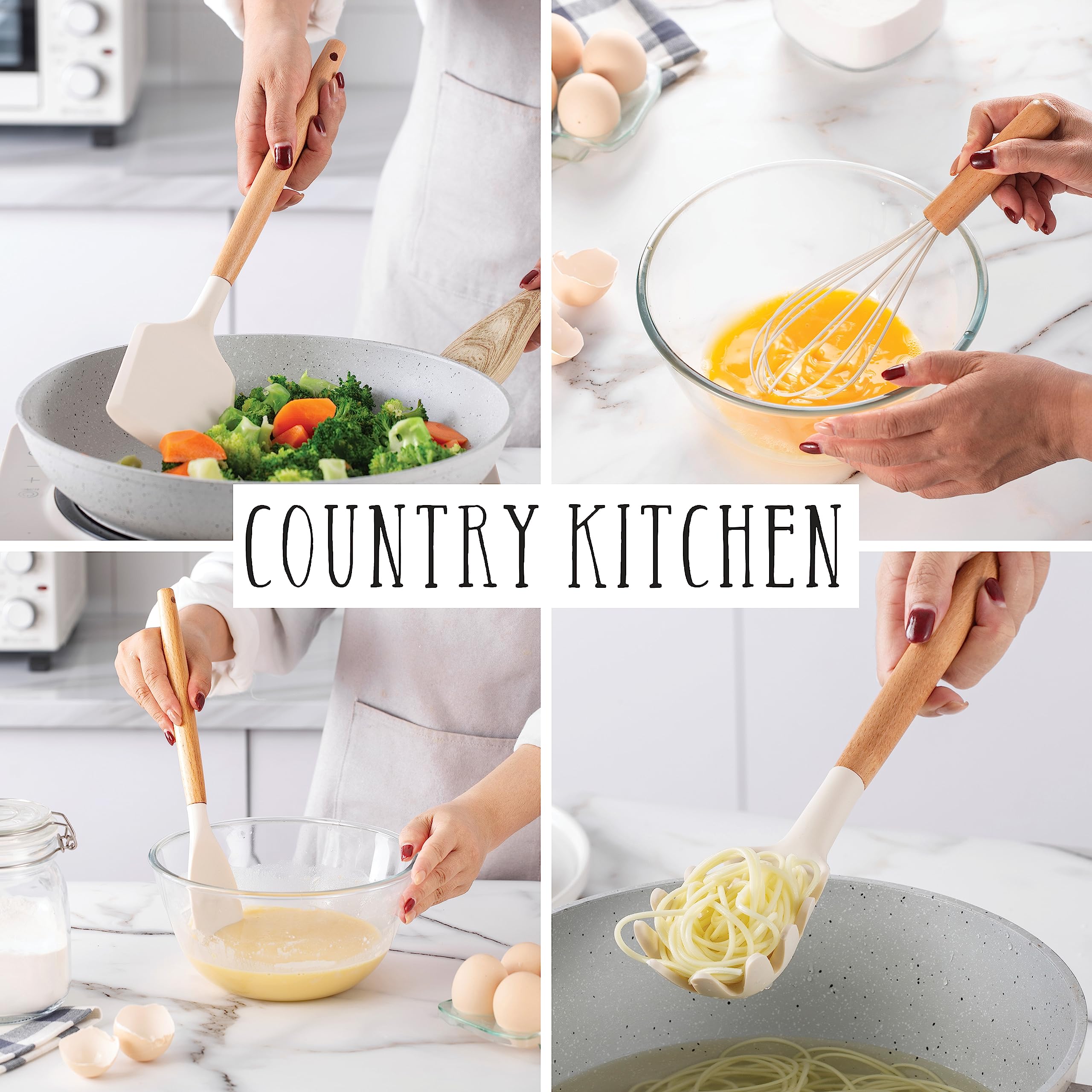Country Kitchen bamboo utensil holder keeps counters organized and elegant.