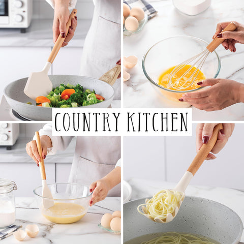 Country Kitchen bamboo utensil holder keeps counters organized and elegant.