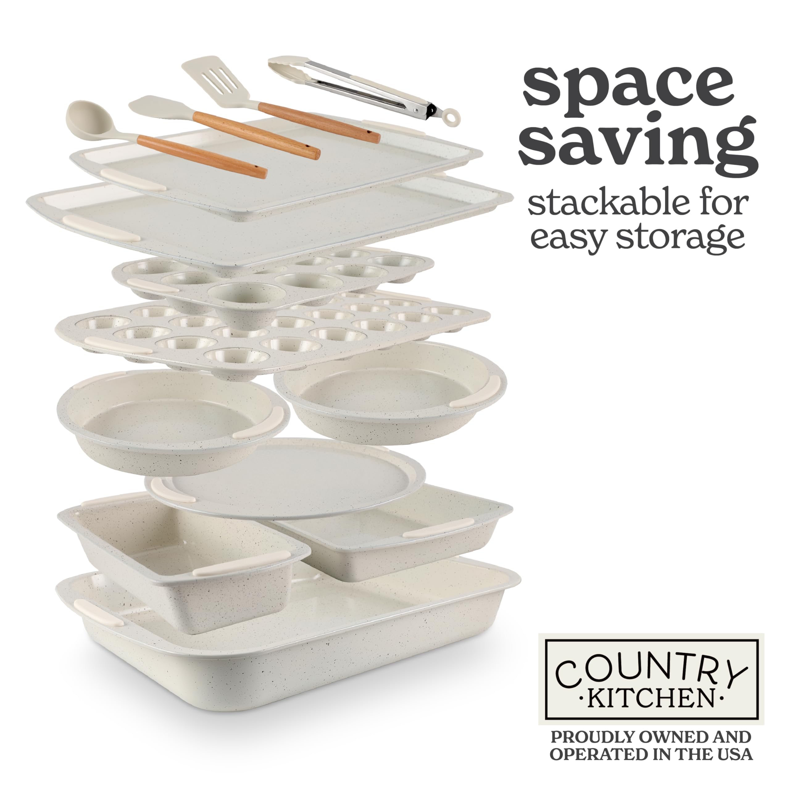 Country Kitchen easy-release bakeware facilitating quick cleanup after baking.