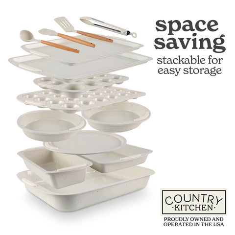 Country Kitchen easy-release bakeware facilitating quick cleanup after baking.