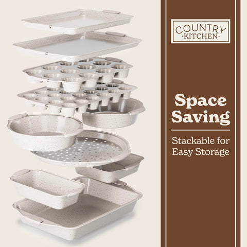 Country Kitchen cream bakeware—nonstick coating for smooth release every time.