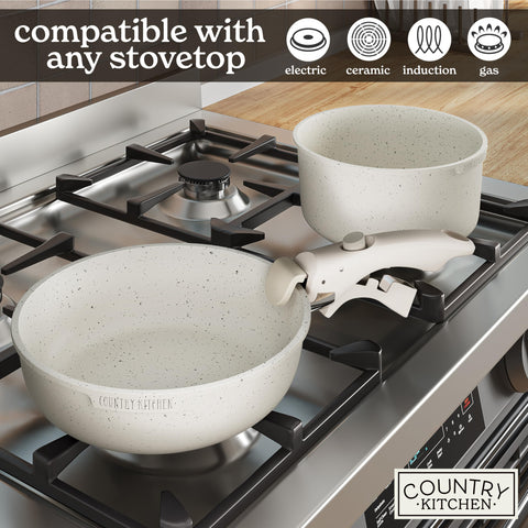 Country Kitchen heat-resistant handles and 480-degree oven safety enable flexible cooking.