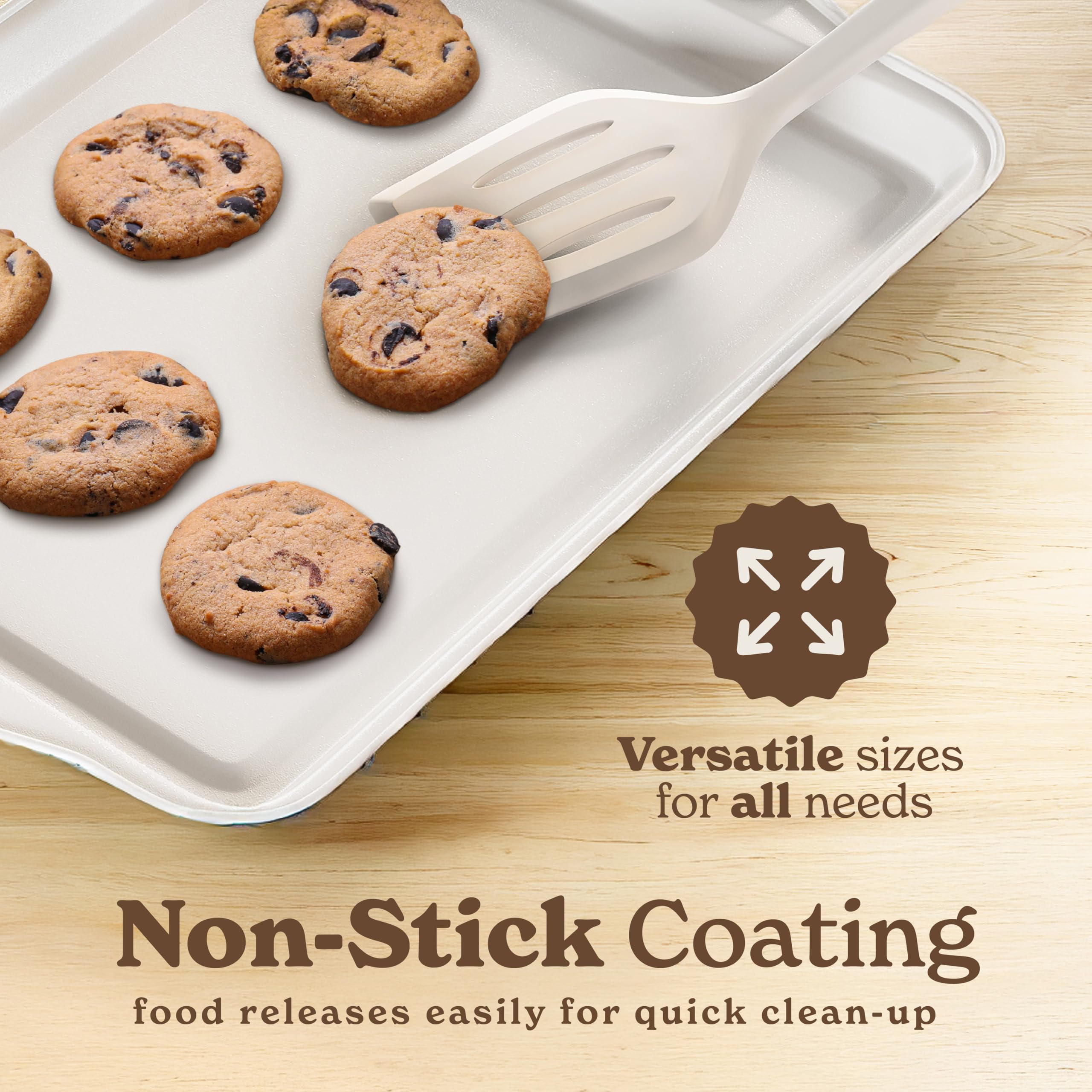 Country Kitchen large baking sheet in sage with smooth coating for even browning.