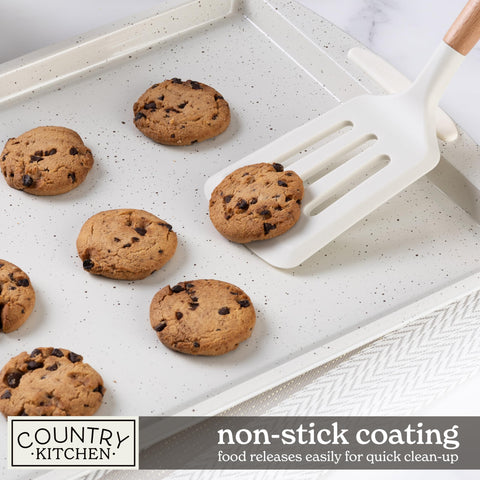 Country Kitchen nesting bakeware keeps pans neatly stacked to save cabinet space.