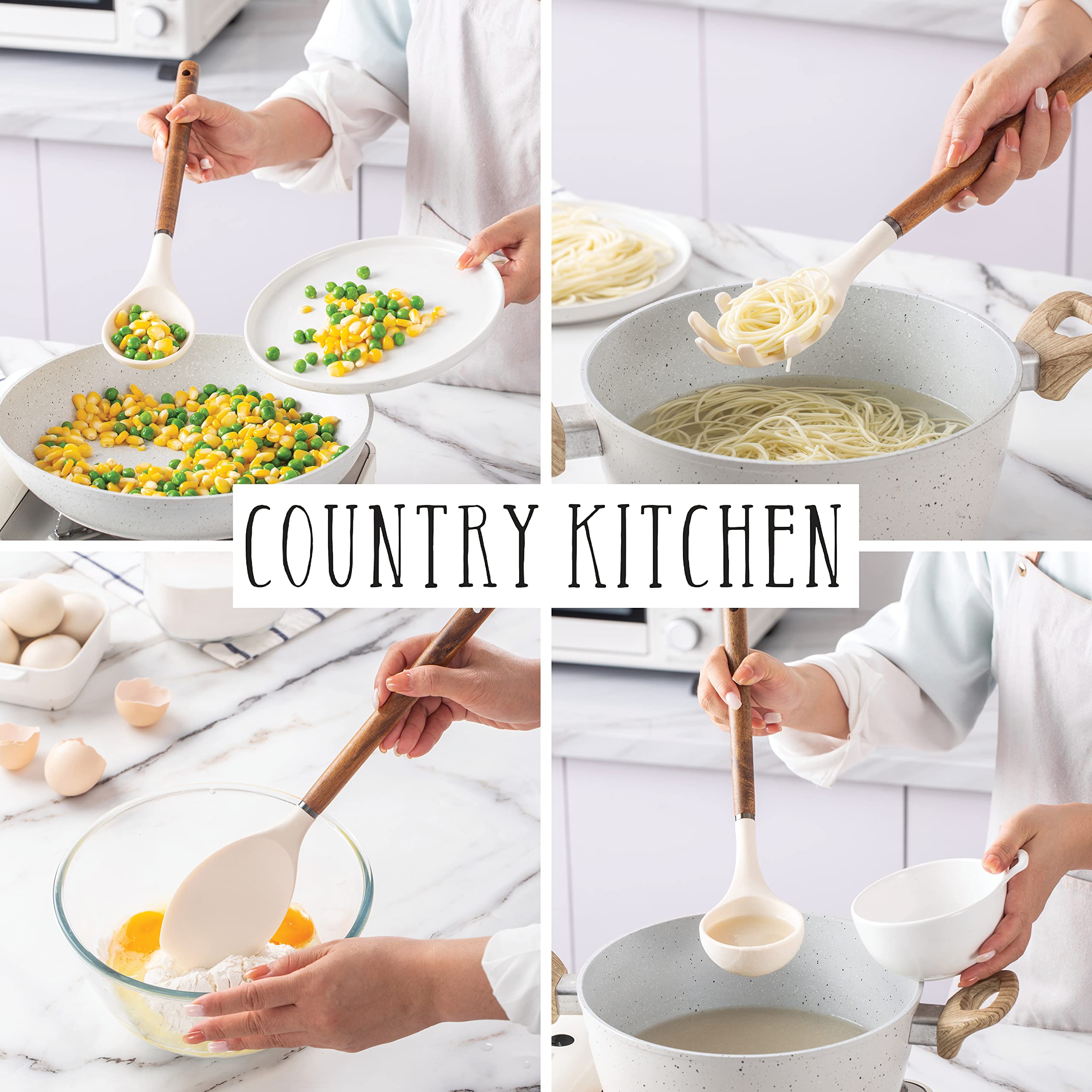 Country Kitchen angled spatula with wood handle for precise edges and scraping.