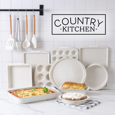 Country Kitchen large pan in cream with nonstick coating for even baking.