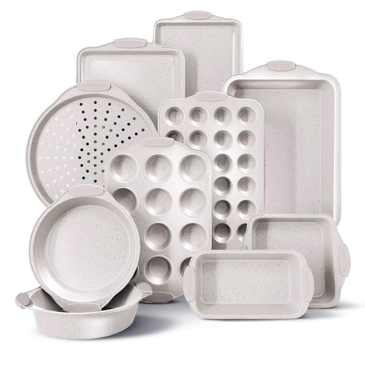 Country Kitchen nonstick stackable bakeware set cream—easy release for cakes and cookies.