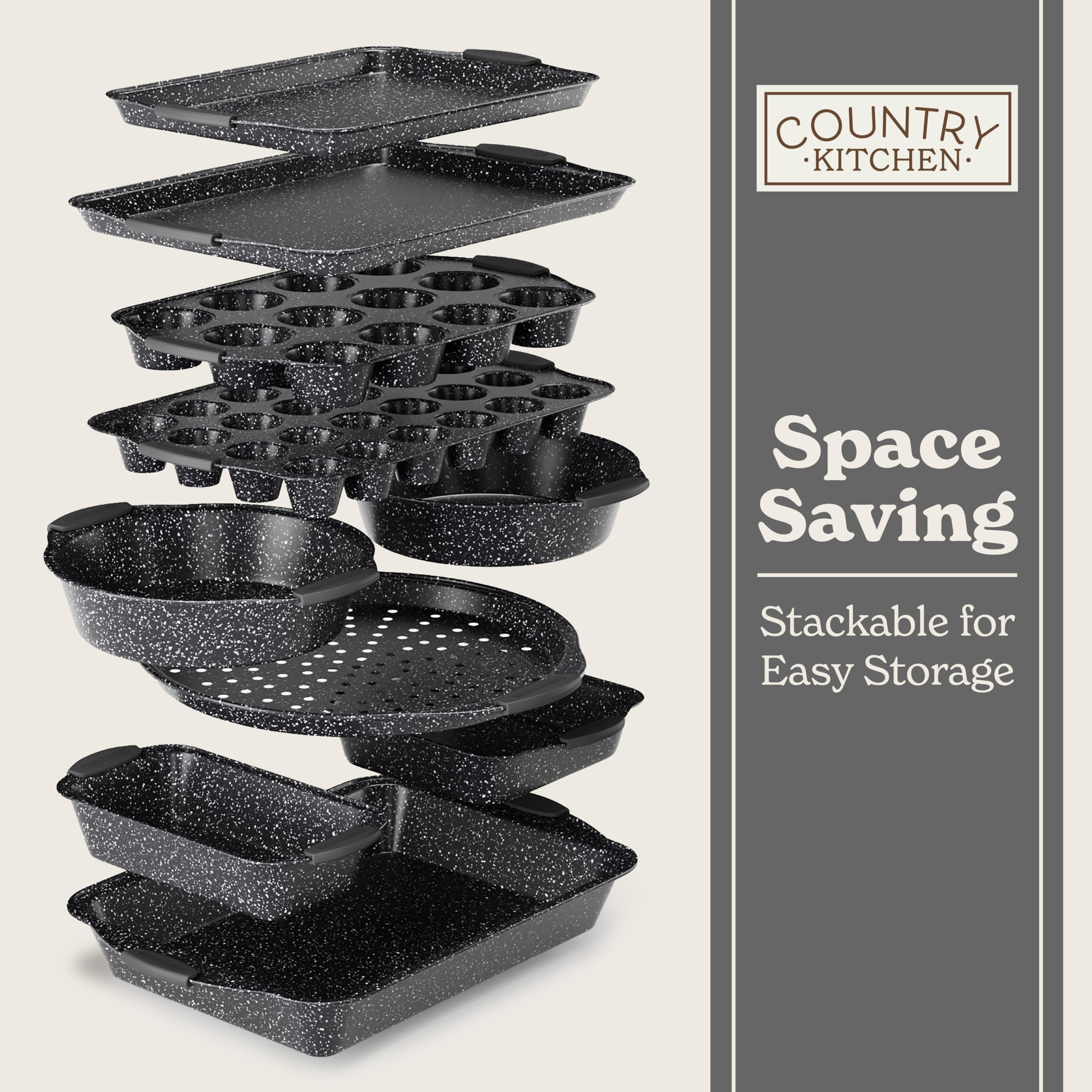 Country Kitchen nonstick stackable bakeware durable coating for long-lasting use