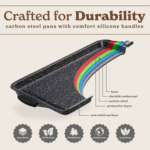 Country Kitchen nonstick stackable bakeware silicone handles for safe oven transfers