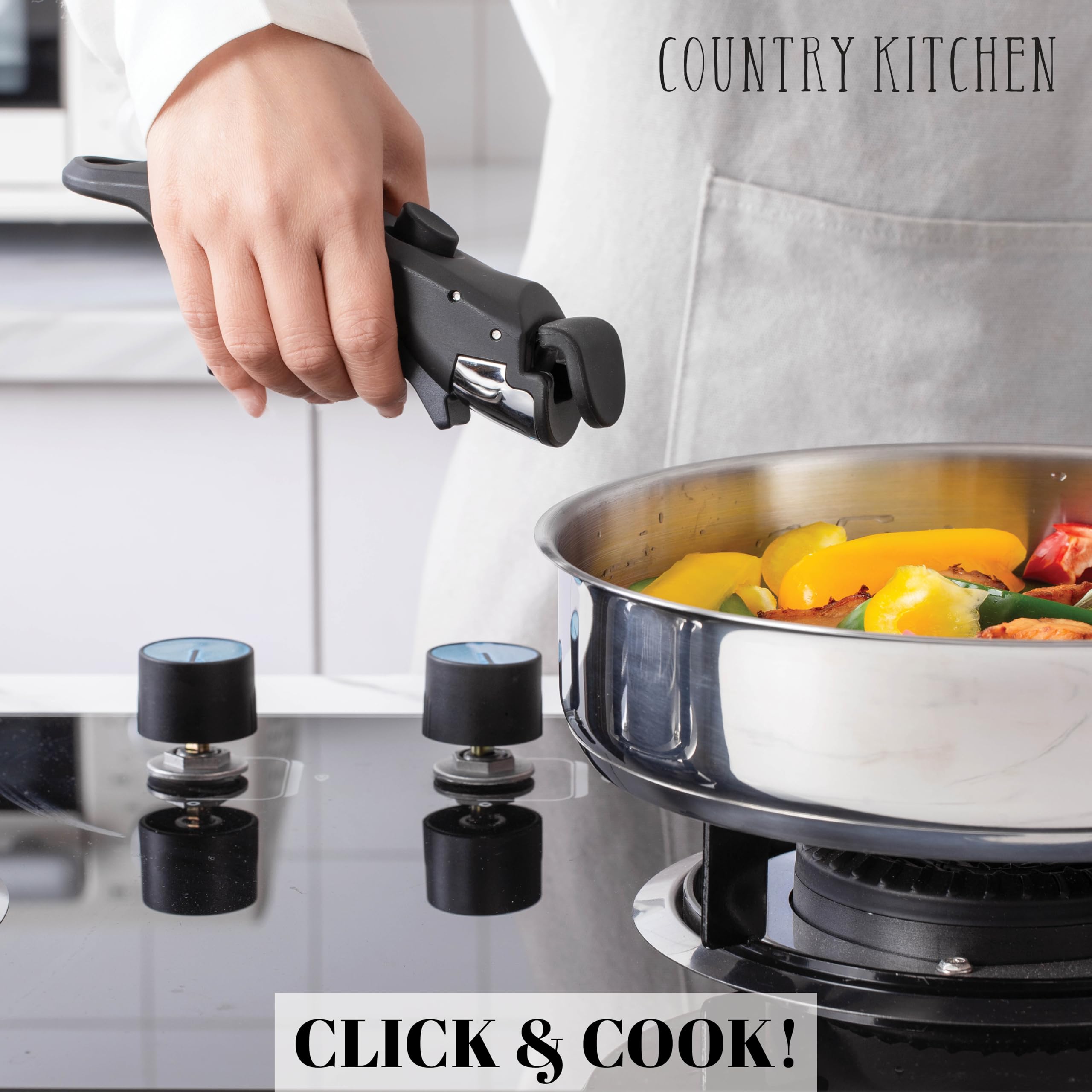 Country Kitchen stackable design saves cabinet space for storage