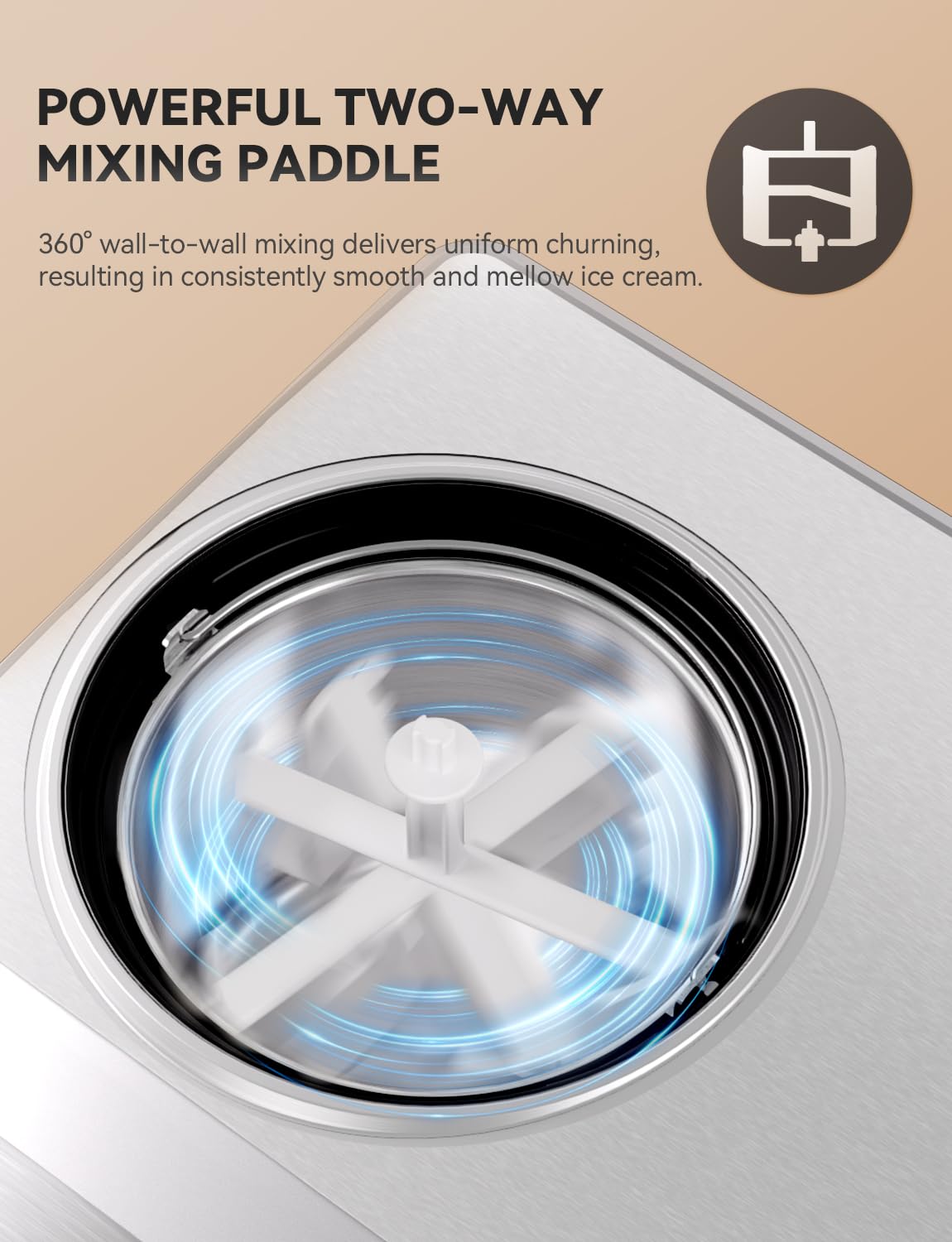 COUPLUX Ice Cream Maker paddle shows removable parts for easy cleaning.