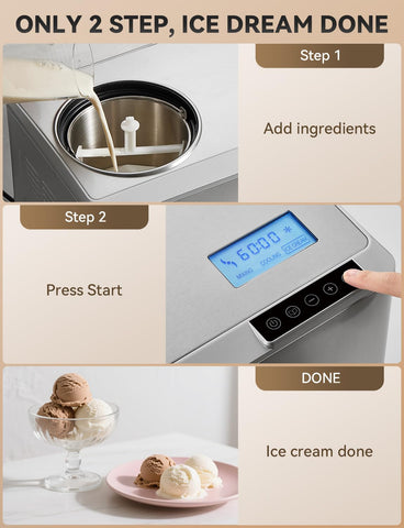 COUPLUX Ice Cream Maker transparent lid enables quick view of churning progress.