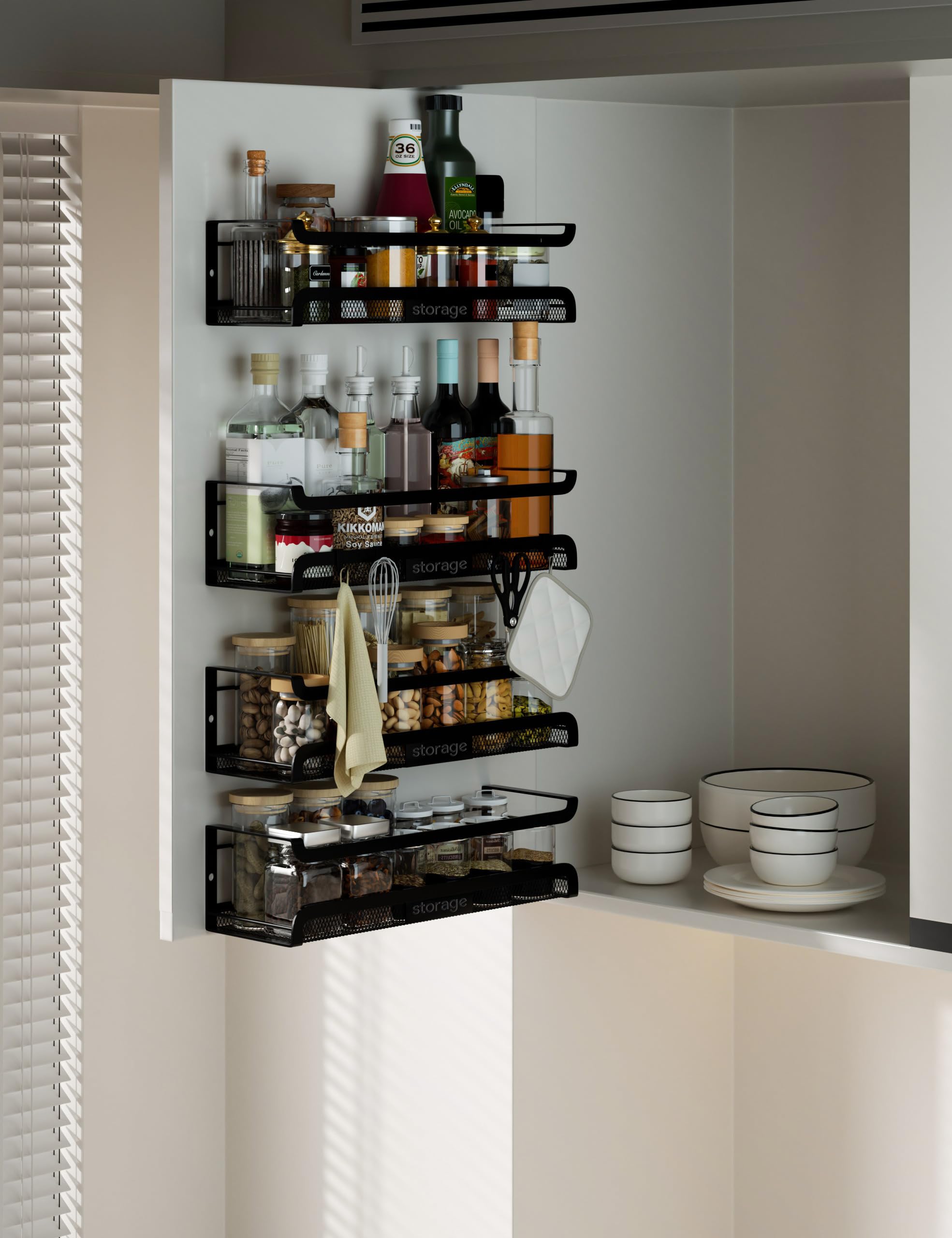 Couwilson spice rack used in the kitchen to streamline spice storage.