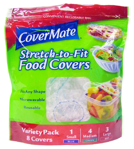 CoverMate flexible covers stretch over irregular shapes for fridge-ready convenience.