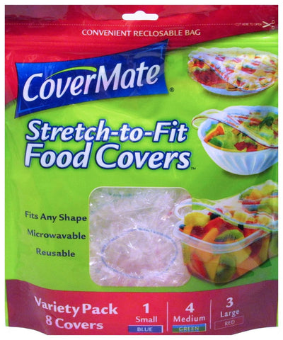 CoverMate Stretch-to-Fit covers pack, neatly organized for quick meal prep and safe storage.