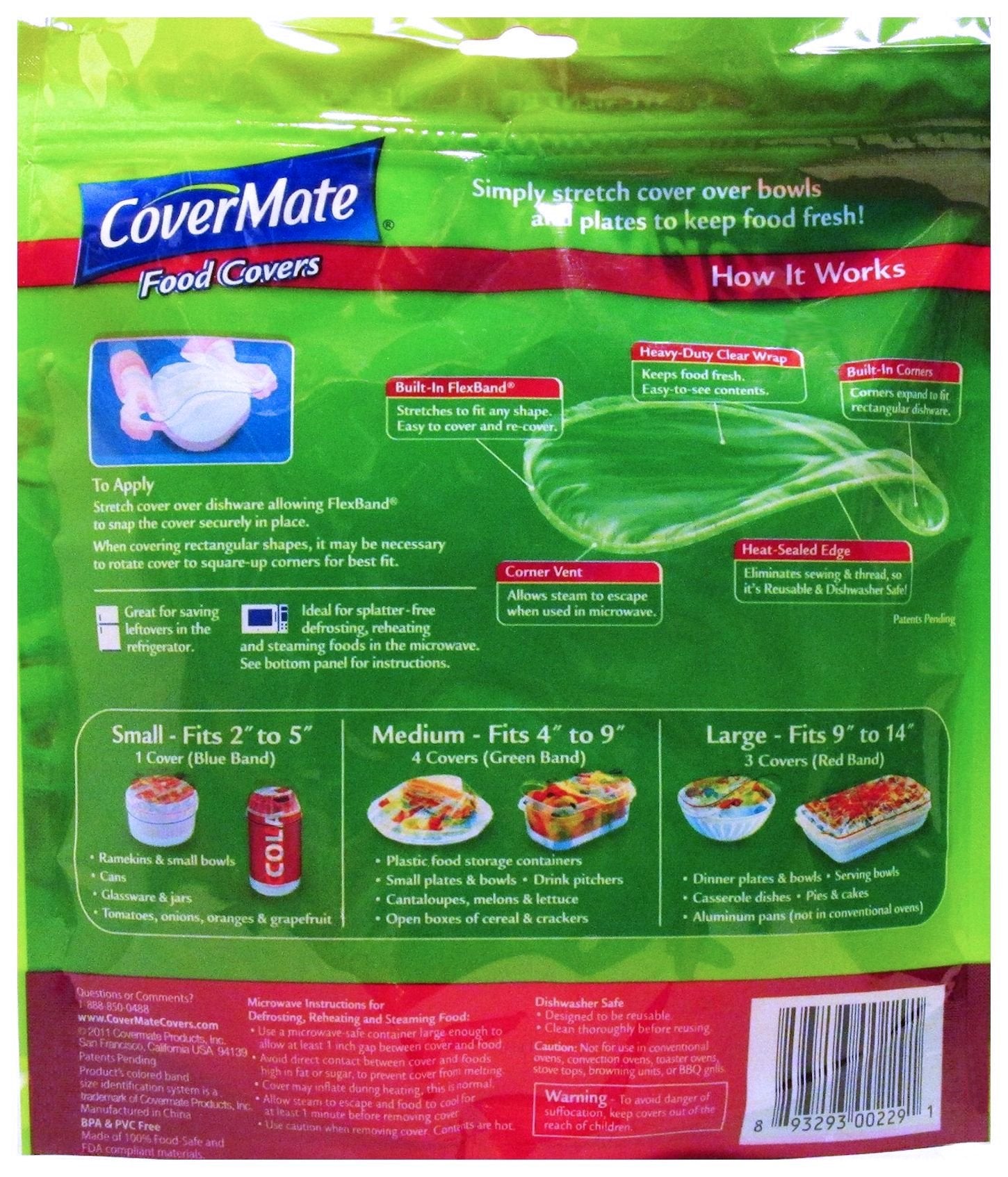 CoverMate Stretch-to-Fit food covers in variety of sizes ready for diverse bowls.