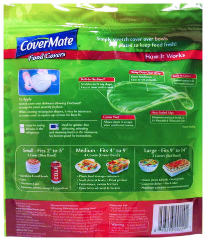 CoverMate Stretch-to-Fit food covers in variety of sizes ready for diverse bowls.