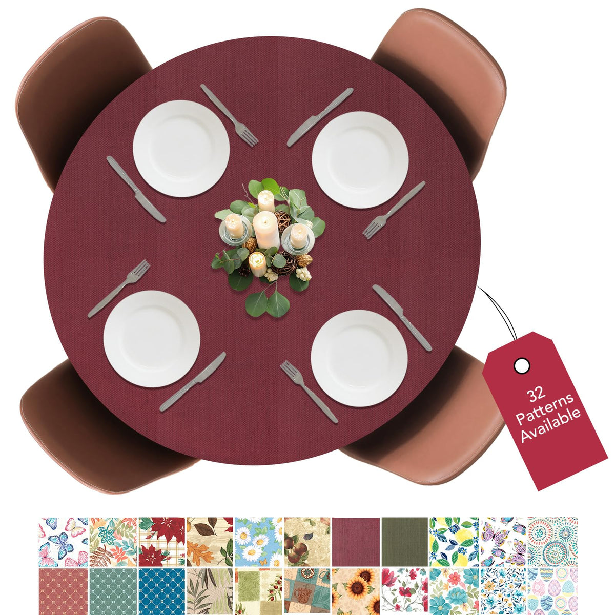 Covers For The Home basketweave red table cover closeup showing durable vinyl protection