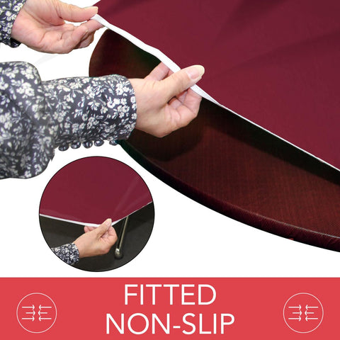 Covers For The Home red round basketweave table cover: waterproof backing for quick wipeups