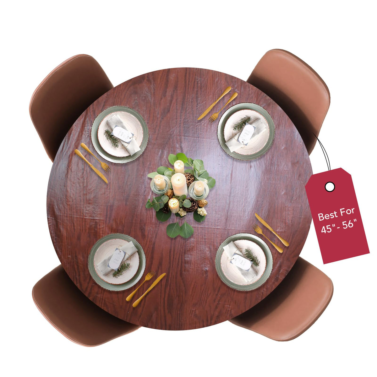 Covers For The Home deluxe elastic edge table cover in mahogany woodgrain, full coverage for tables