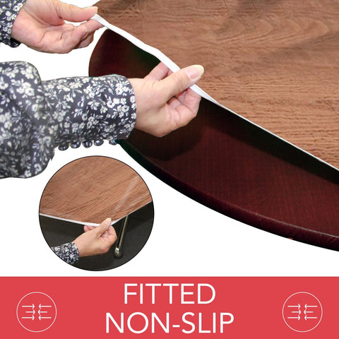Covers For The Home waterproof vinyl cover protecting oak surface from spills