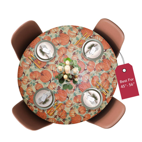 Covers For The Home pumpkin pattern round table cover protects against spills and scratches