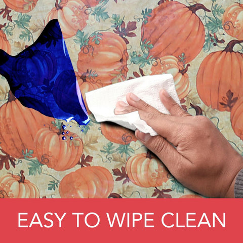 Covers For The Home pumpkin table cover is waterproof for spill resistance