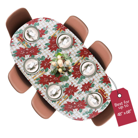 Covers For The Home deluxe elastic edged table cover with Christmas flower pattern protects the surface during meals