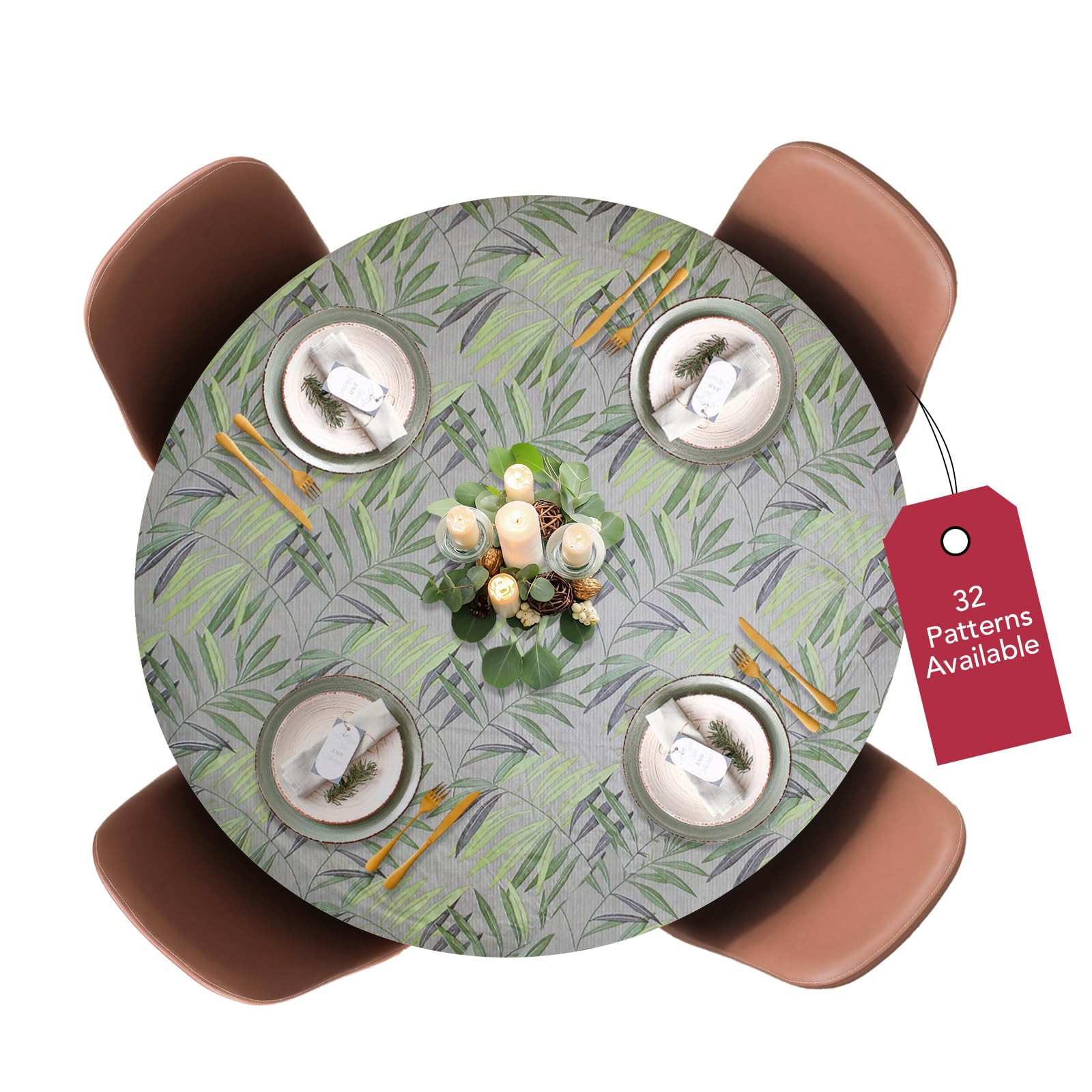 Covers For The Home deluxe fern pattern table cover with elastic edge for a snug fit.