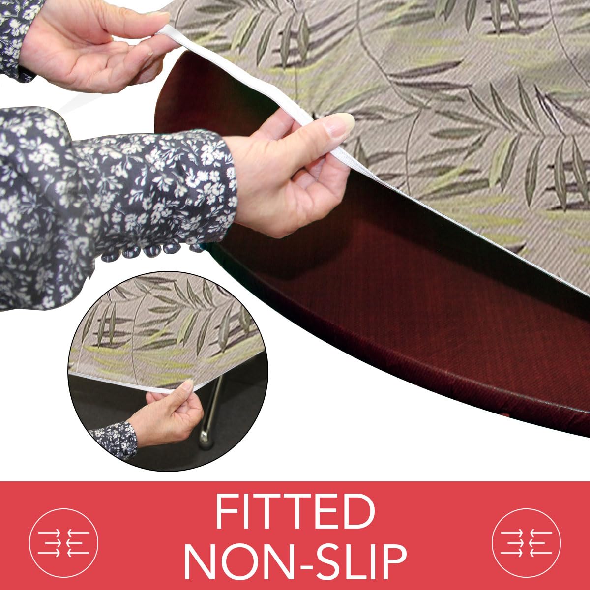 Covers For The Home vinyl top table cover blocks spills and wipes clean easily.