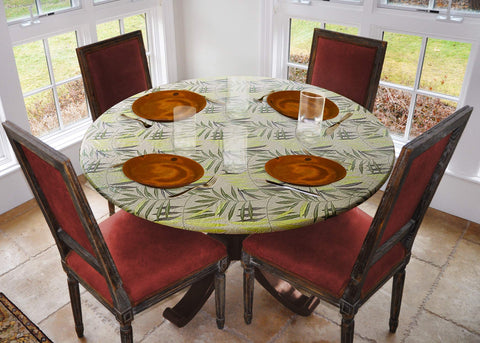 Covers For The Home fern pattern table cover with waterproof backing protects against spills.