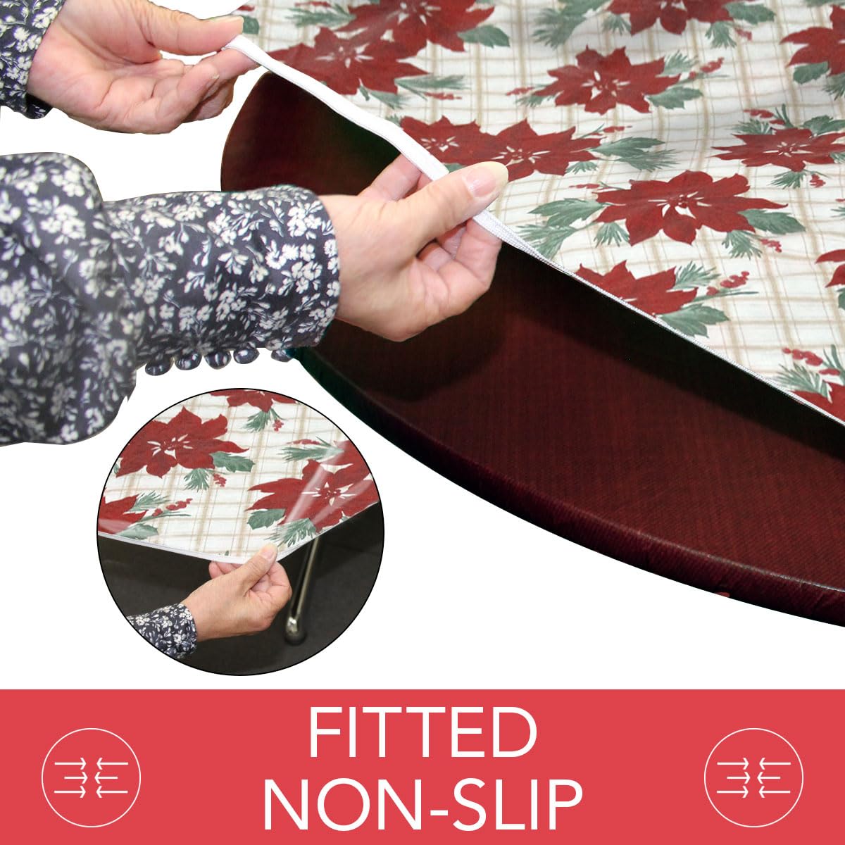 Covers For The Home round table cover with elastic edge for snug fit.