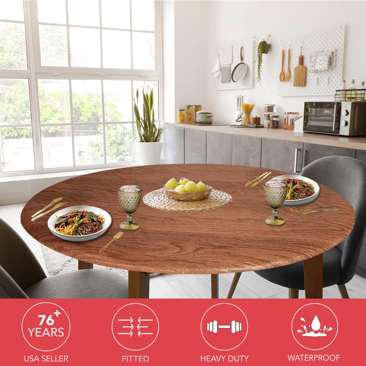 Covers For The Home woodgrain oak top vinyl shows a durable surface for everyday use