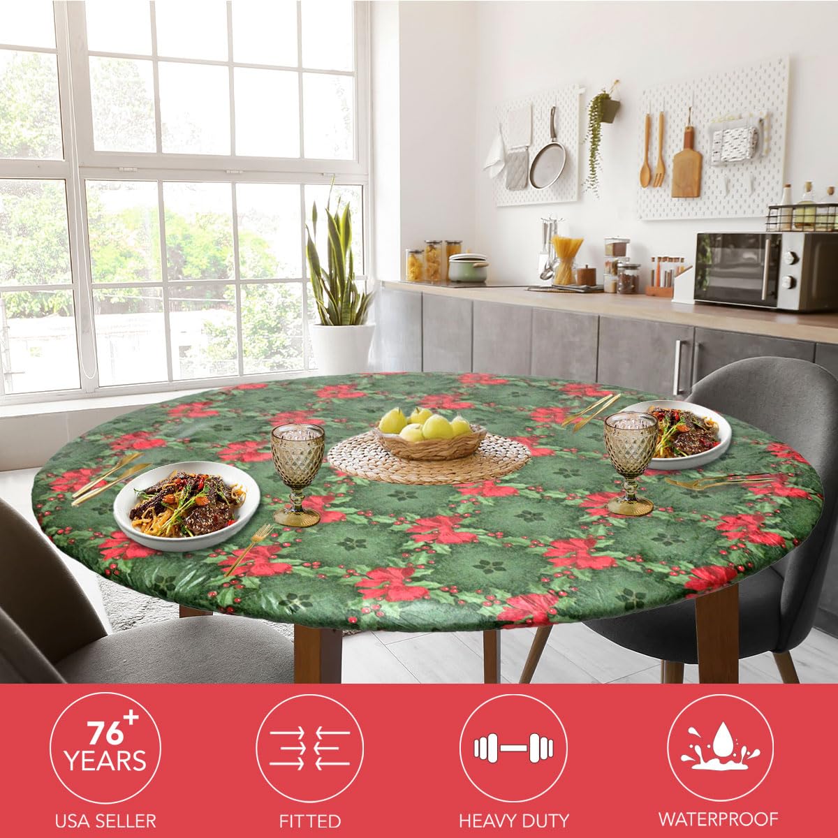 Covers For The Home flannel-backed vinyl table cover with soft backing protecting the surface