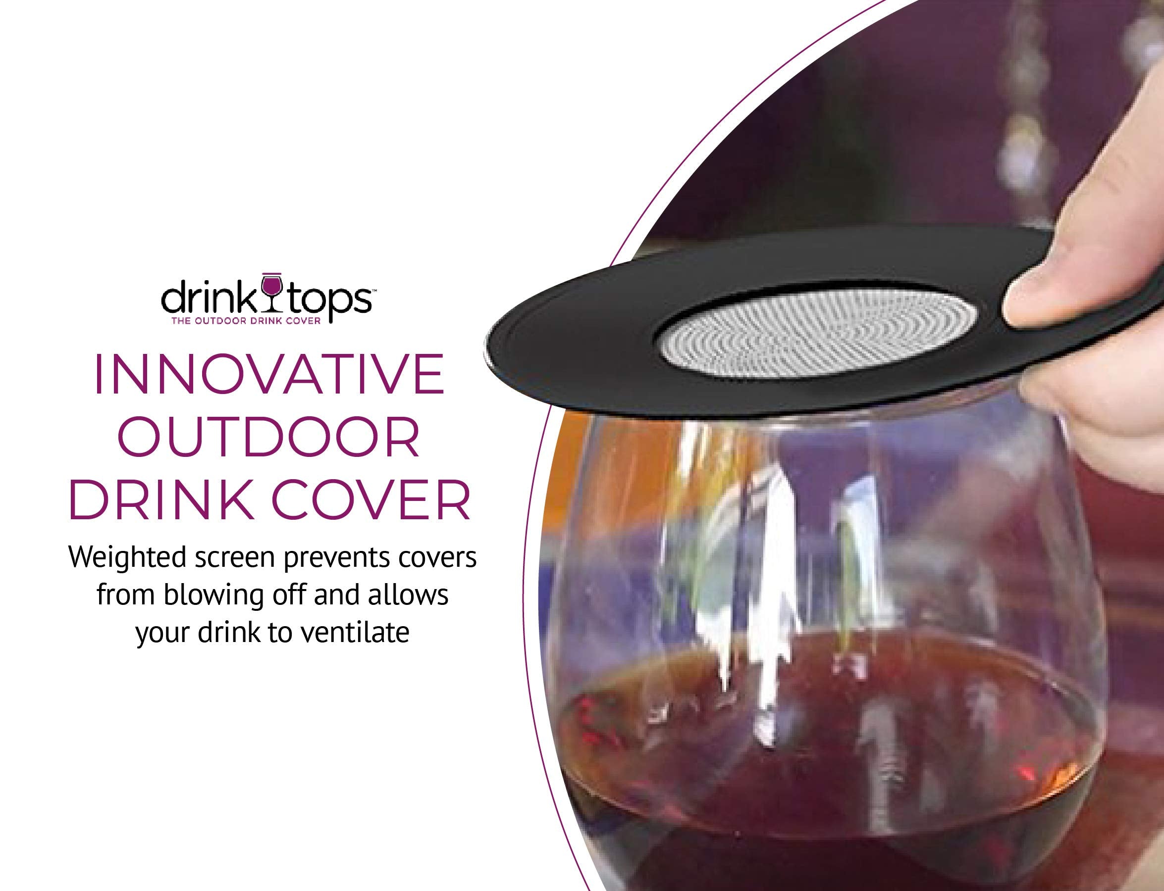 Coverware BPA-free silicone caps fit most glasses up to 4 inches