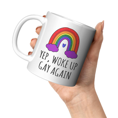 Coveted Goods Gay Coffee Mug double-sided print ensures visibility for left or right-handed users.