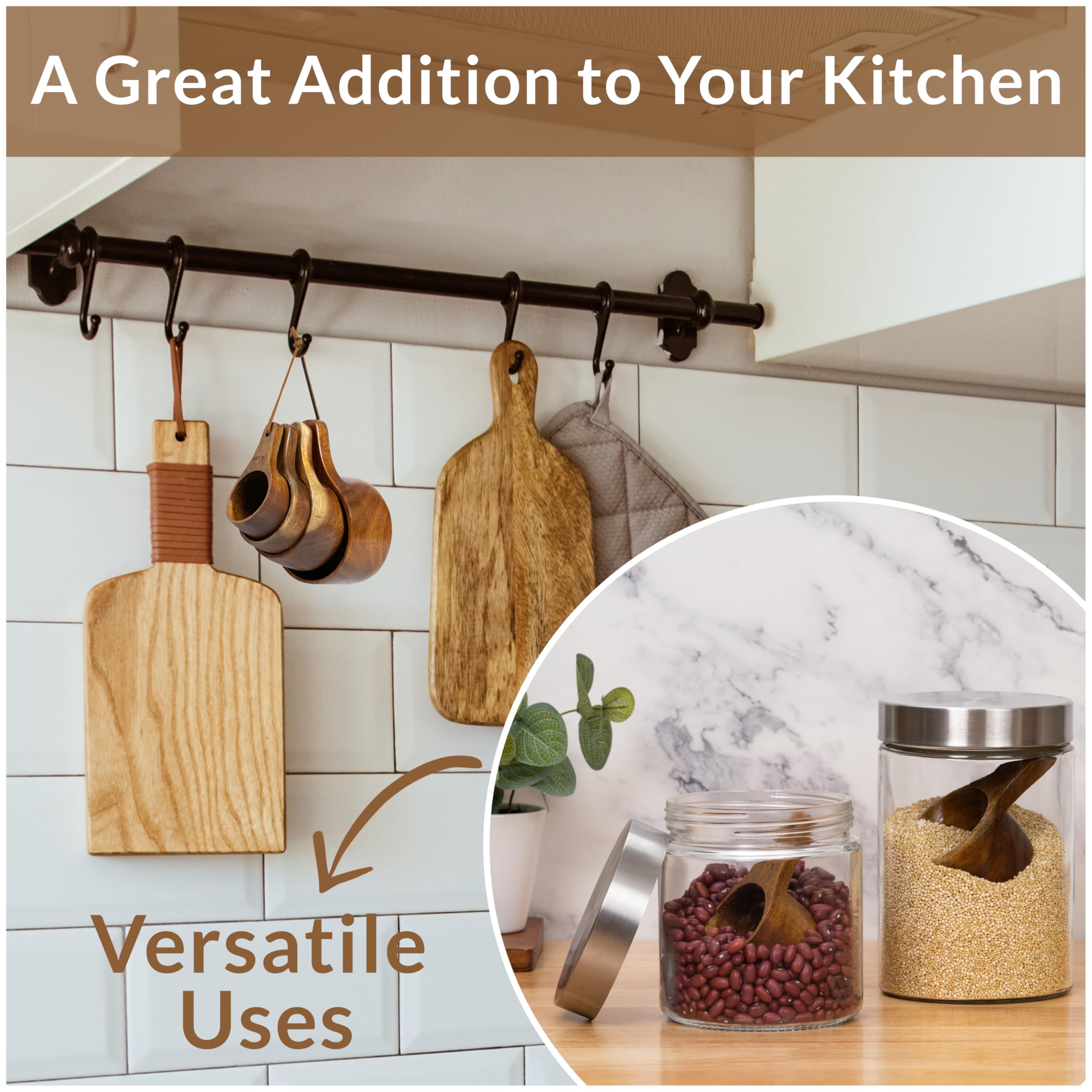 Covie wooden spoons with smooth finish complement modern kitchen decor.