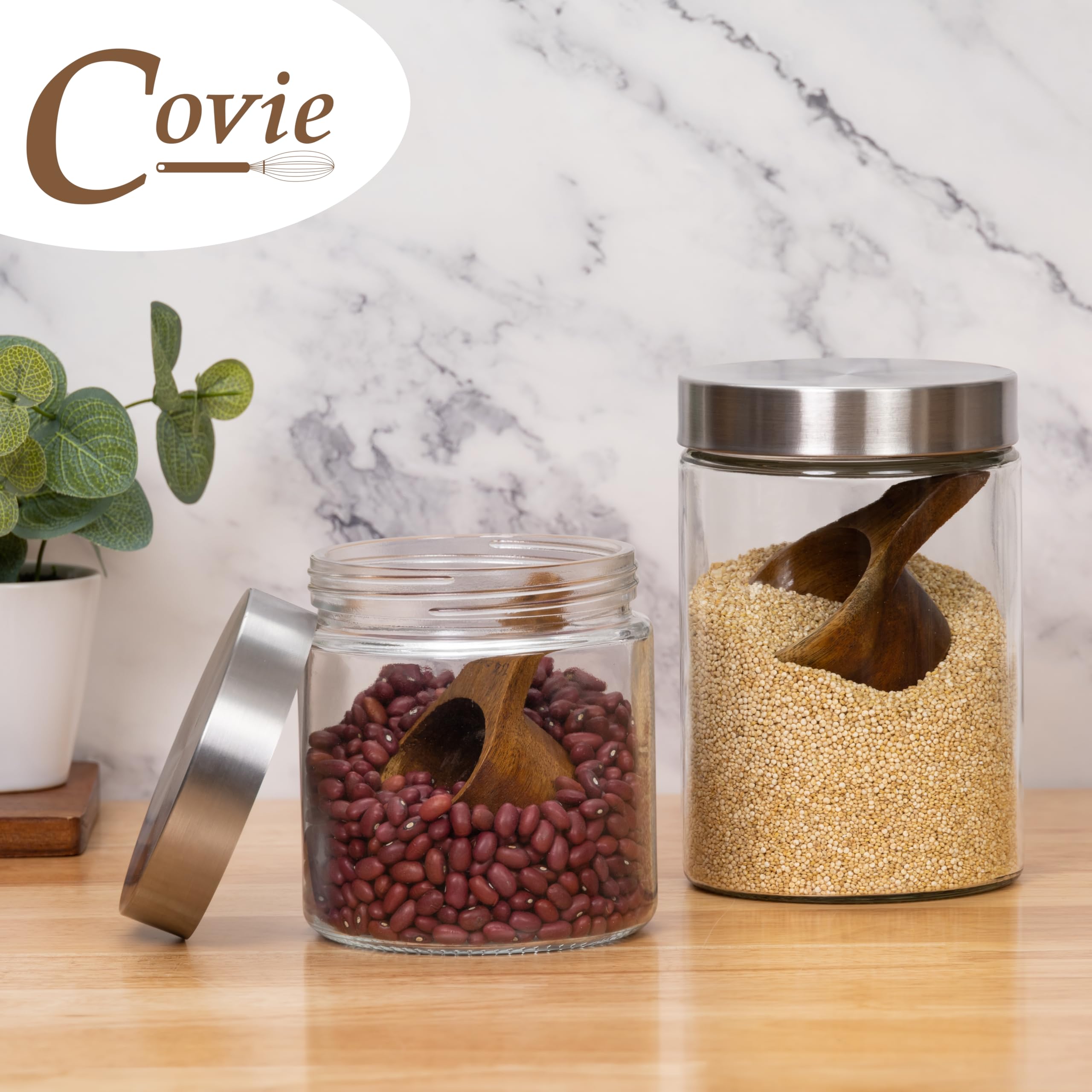 Covie set hanging by leather tie for stylish storage.