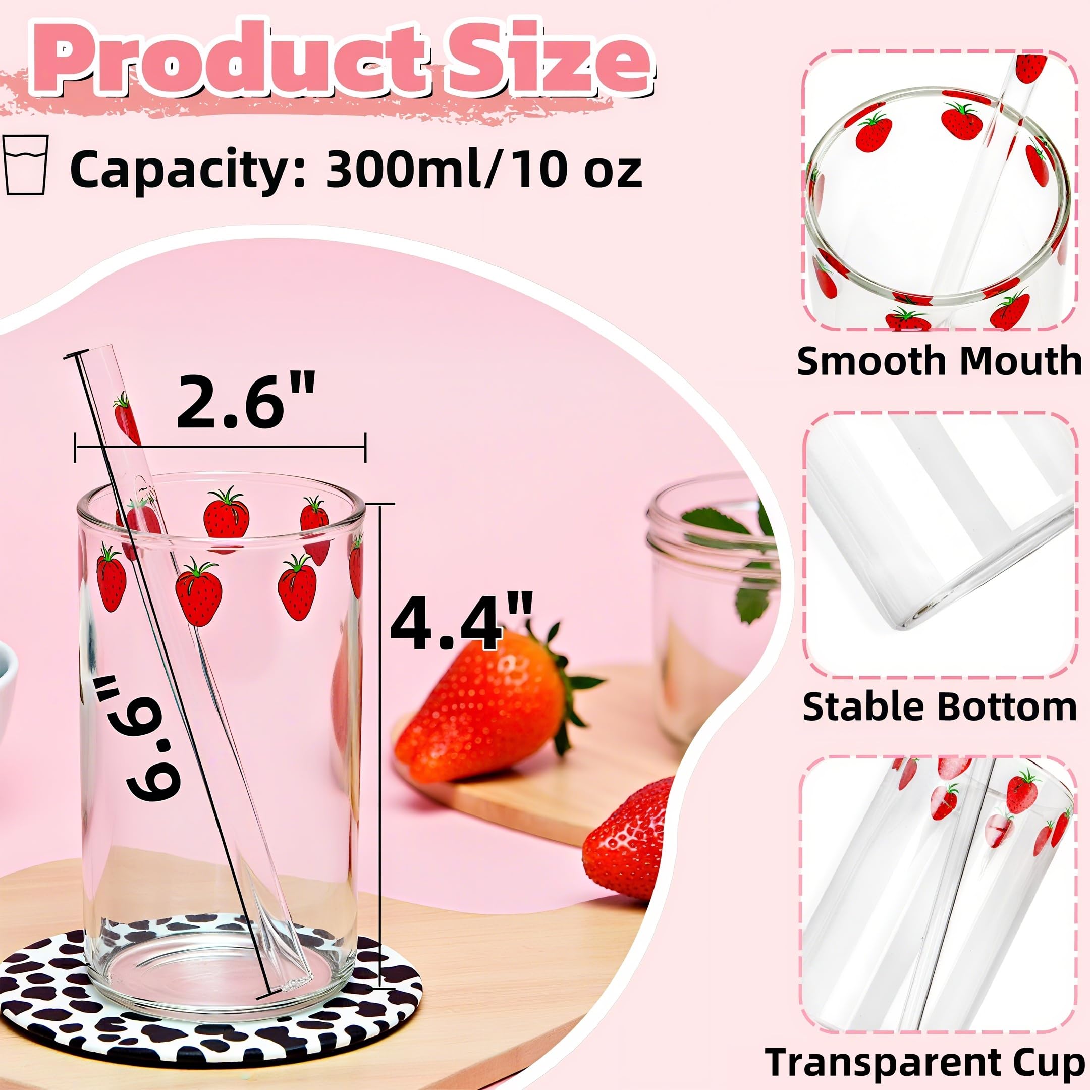 Covzoe strawberry-pattern straws enhance presentation and sipping