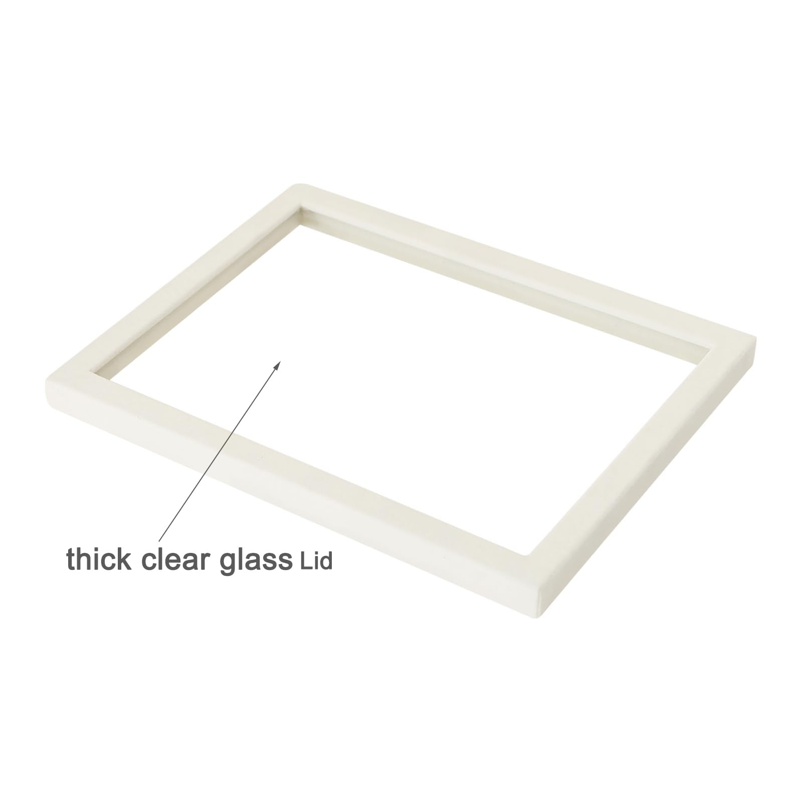 Coward beige velvet glass lid for trays, side view highlights easy handling