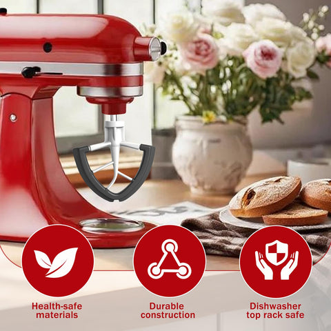 Cowbright Auto-Scrape Bowl Scraper performing steady scraping during mixing.