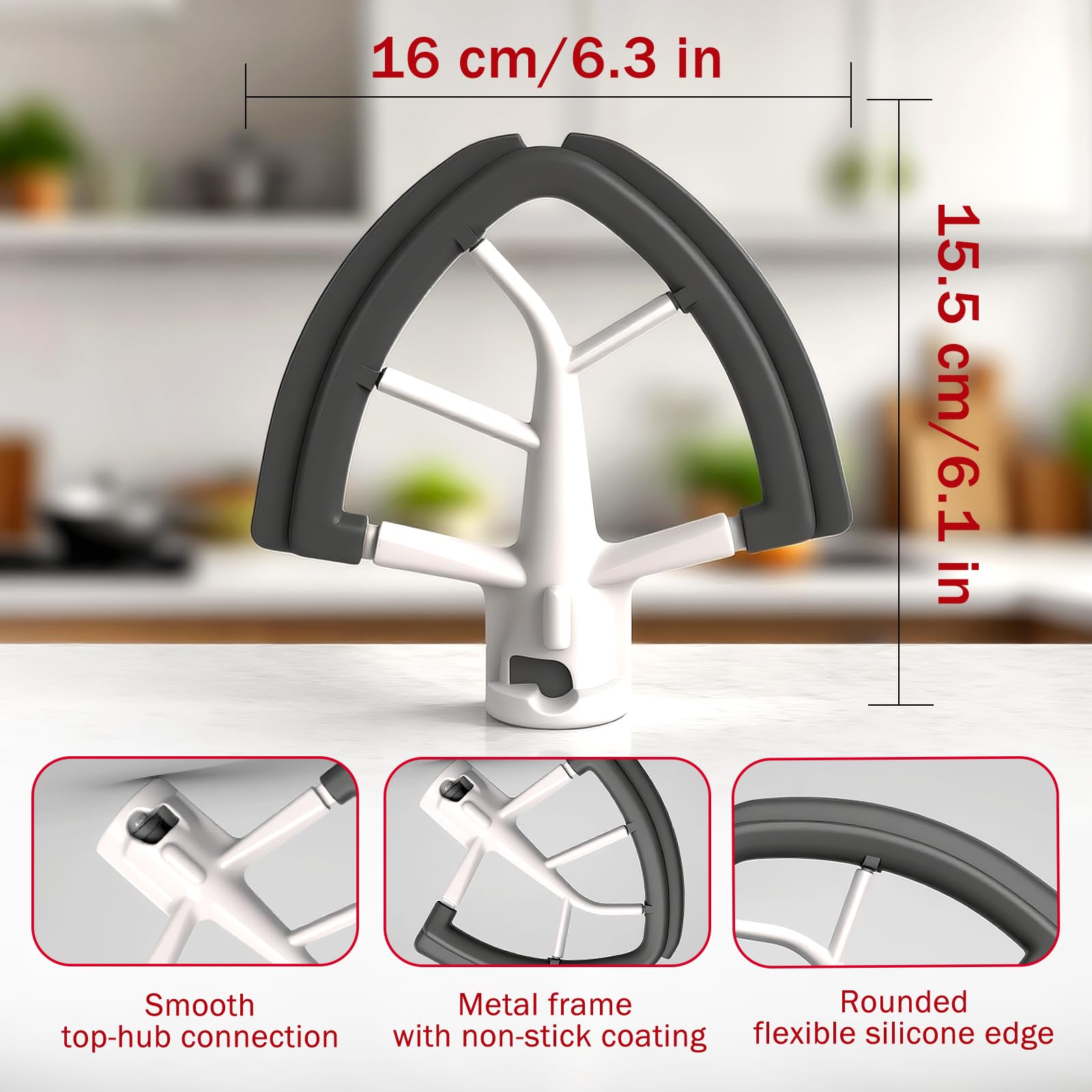 Cowbright Edge Beater in action with bowl scraping for thorough incorporation.