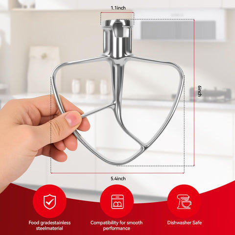 Cowbright K45B flat beater compatible with 4.5–5 quart KitchenAid tilt-head mixers