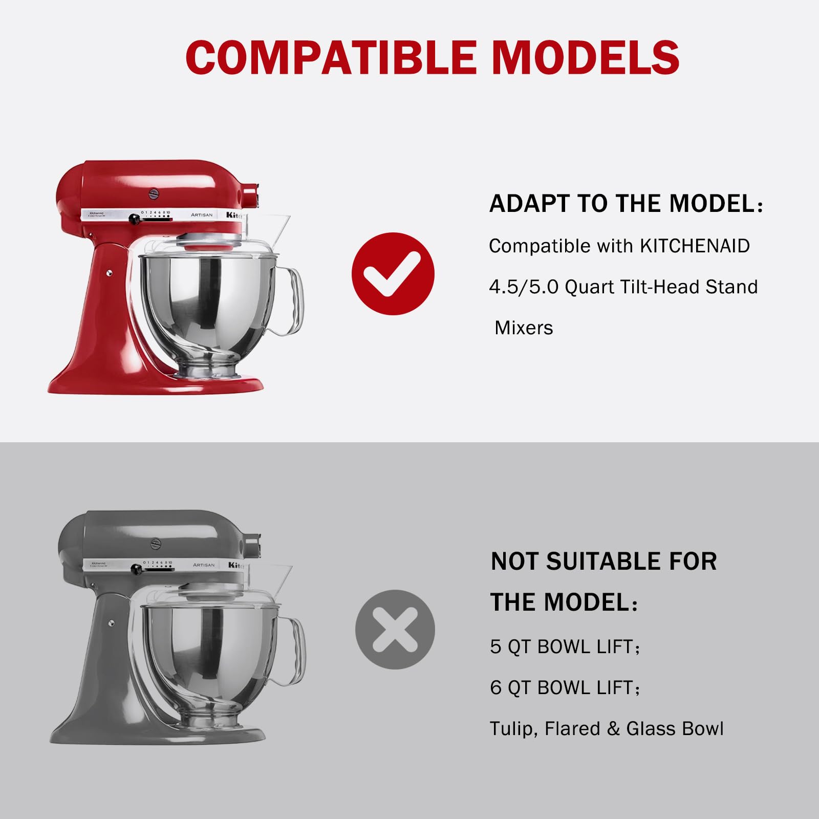 Cowbright KitchenAid attachment compatibility demonstrates fit on 4.5/5 qt models.