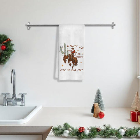 COWEB Christmas farmhouse dish towel dries dishes efficiently.