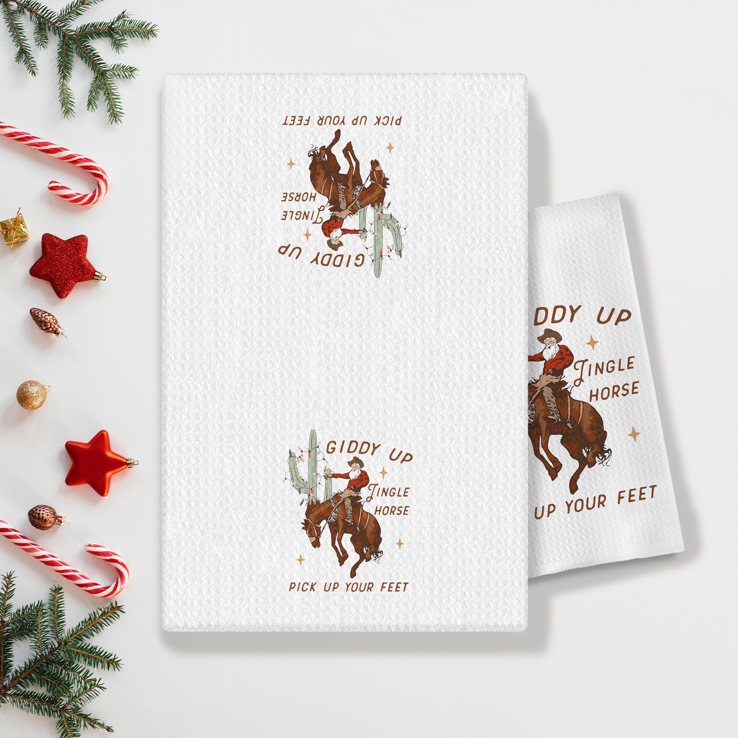 COWEB cowboy Christmas decor hand towels add rustic bathroom charm.