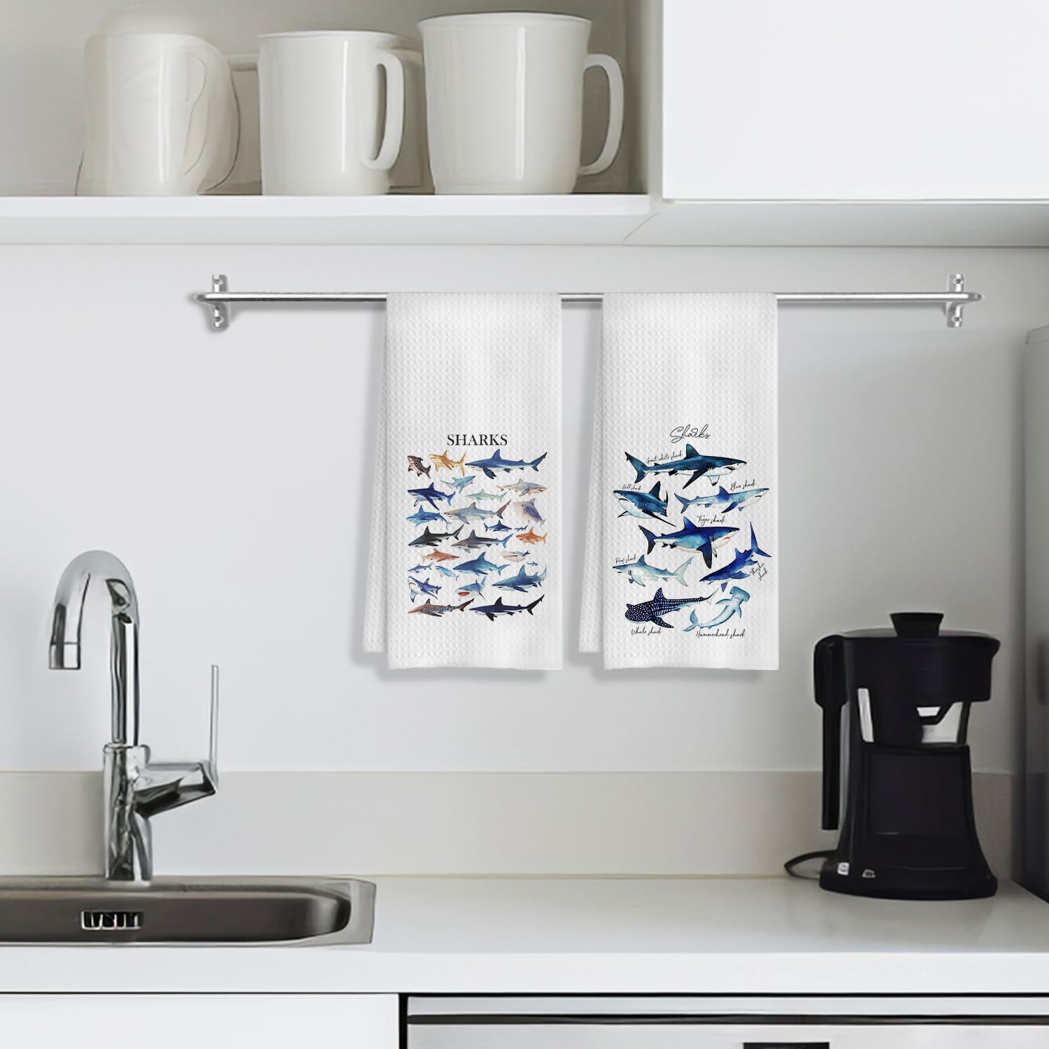 COWEB Shark Towels Set of 2 demonstrates quick-dry performance for everyday kitchen tasks.